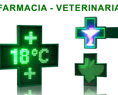 Rotulo-banderola LED cruz de farmacia