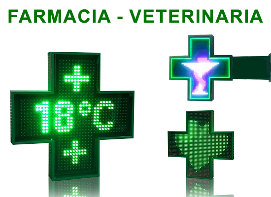 Rotulo-banderola LED cruz de farmacia