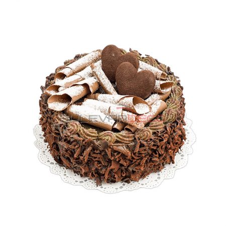 PASTEL DE CHOCOLATE CON CORAZONES 15cm, Replica de comida, ficticio de alimentos, fake food, alimentos de plástico