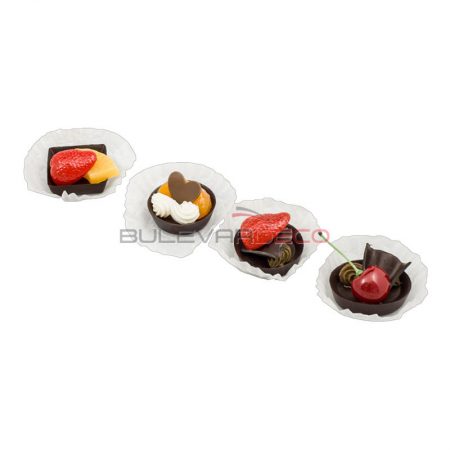 RÉPLICA TARTETAS DE CHOCOLATE CON FRUTAS, 4 PIEZAS, comida, alimentos ficticios, fake food, réplica de comida, réplica de alimentos, alimentos de plástico decorativos, imitación de comida, imitación de alimentos, alimentos no perecederos, Imitación y alimentos ficticios bulevardeco.com