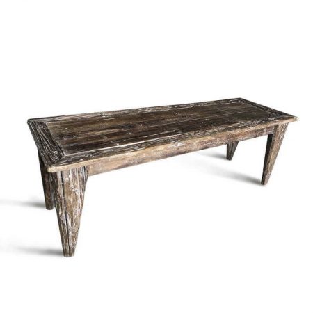 MESA DE MADERA VINTAGE 180X64X60 CM, decoración para restaurantes, decoración para hoteles, decoración para tiendas, cristal decorativo, jarrones para la mesa, jarrón para la decoración de la mesa, réplica de comida para los jarrones de cristal, decoración cristal con réplica de comida, exposición de imitación de comida con jarrones de cristal transparente